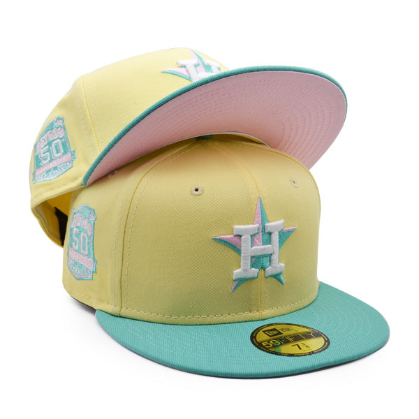 Houston Astros Light Blue Patrick Color Brim 50th Anniversary Side Patch  Neon Green UV 59FIFTY Fitted Hat