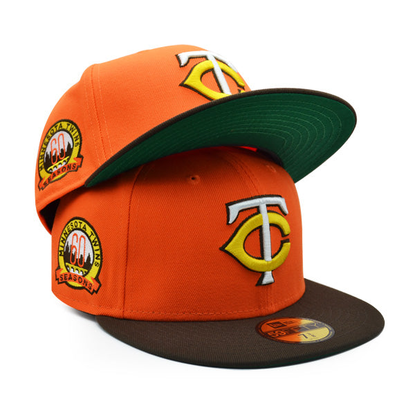 NEW ERA 59FIFTY MINNESOTA TWINS FITTED HAT SIZE 7 5/8 ORANGE UV 40th SIDE  PATCH