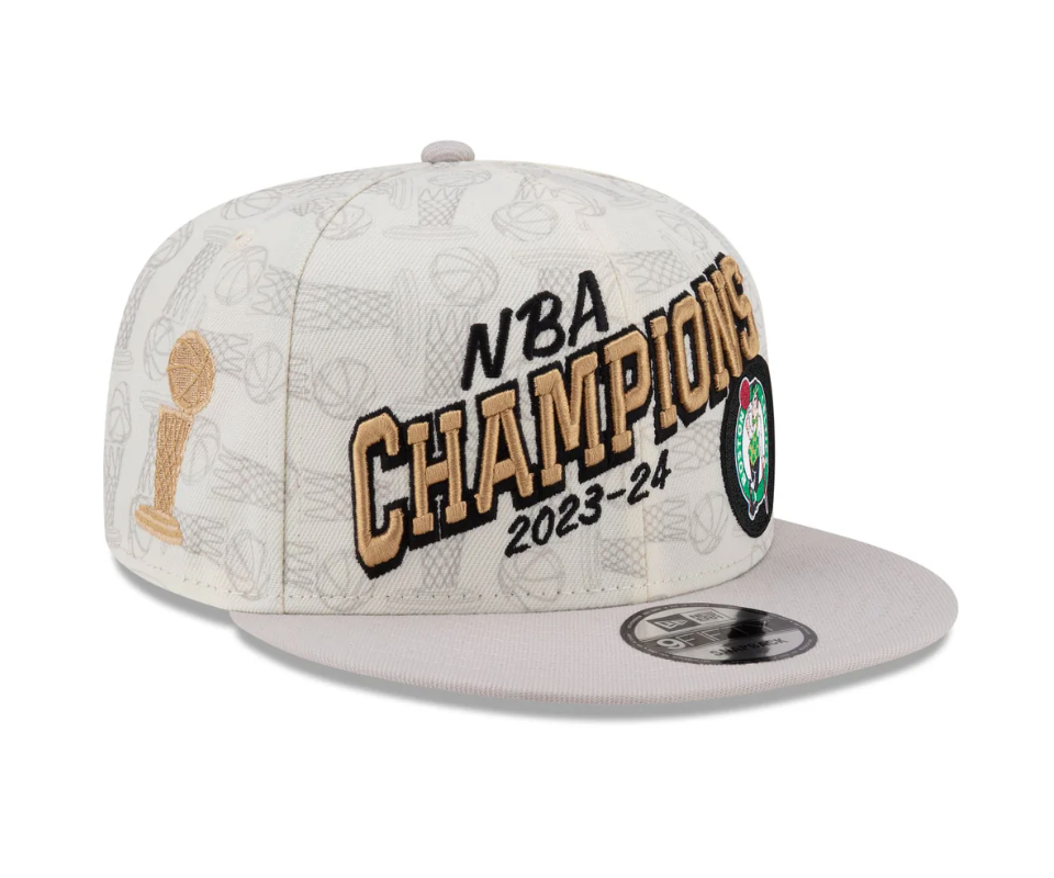 Boston Celtics New Era 2024 NBA Finals Champions Locker Room 9FIFTY Snapback Hat - Cream