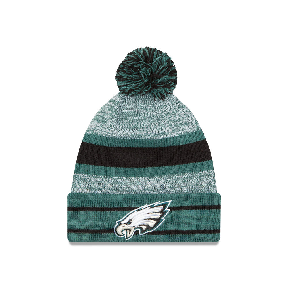 Philadelphia Eagles New Era Pom Cuffed Knit Hat - Gray/Black/Green