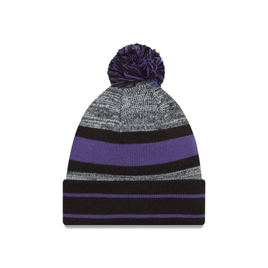 Baltimore Ravens New Era Pom Cuffed Knit Hat - Gray/Black/Purple