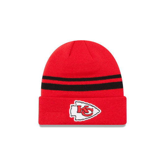 Kansas City Chiefs New Era STRIPED Cuffed Knit NFL Hat - Red/Black