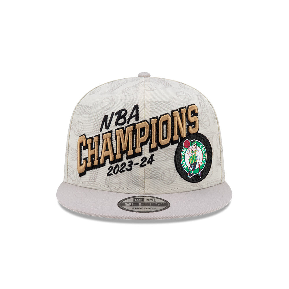 Boston Celtics New Era 2024 NBA Finals Champions Locker Room 9FIFTY Snapback Hat - Cream