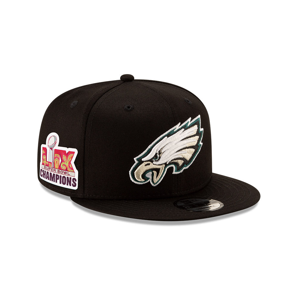 Philadelphia Eagles New Era Super Bowl LIX Champions Side Patch 9FIFTY Snapback Hat - Black