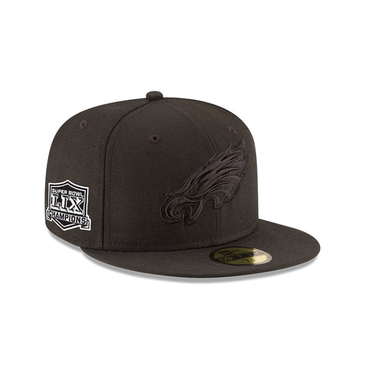 Philadelphia Eagles New Era Super Bowl LIX Champions Side Patch Blackout 59FIFTY Fitted Hat - Black