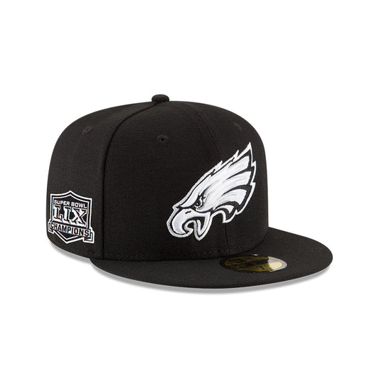 Philadelphia Eagles New Era Super Bowl LIX Champions Side Patch Black-White 59FIFTY Fitted Hat - Black/White