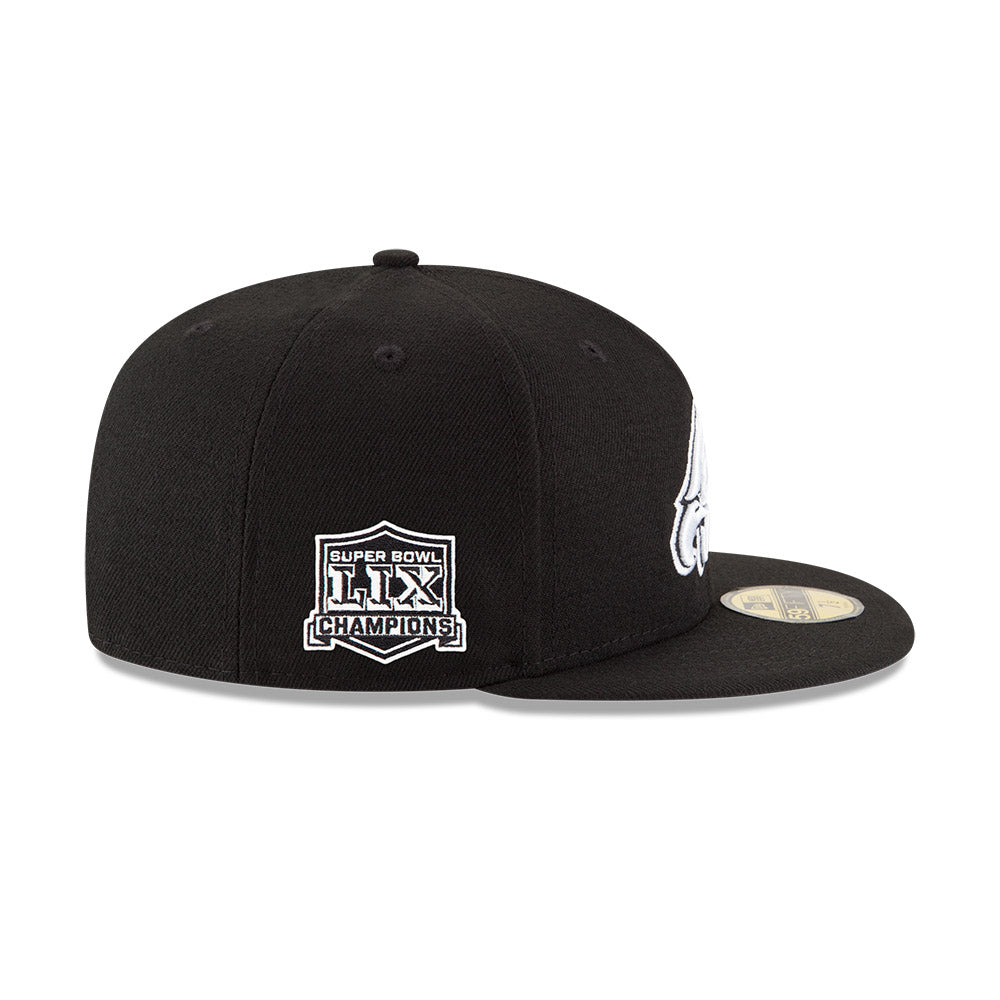 Philadelphia Eagles New Era Super Bowl LIX Champions Side Patch Black-White 59FIFTY Fitted Hat - Black/White