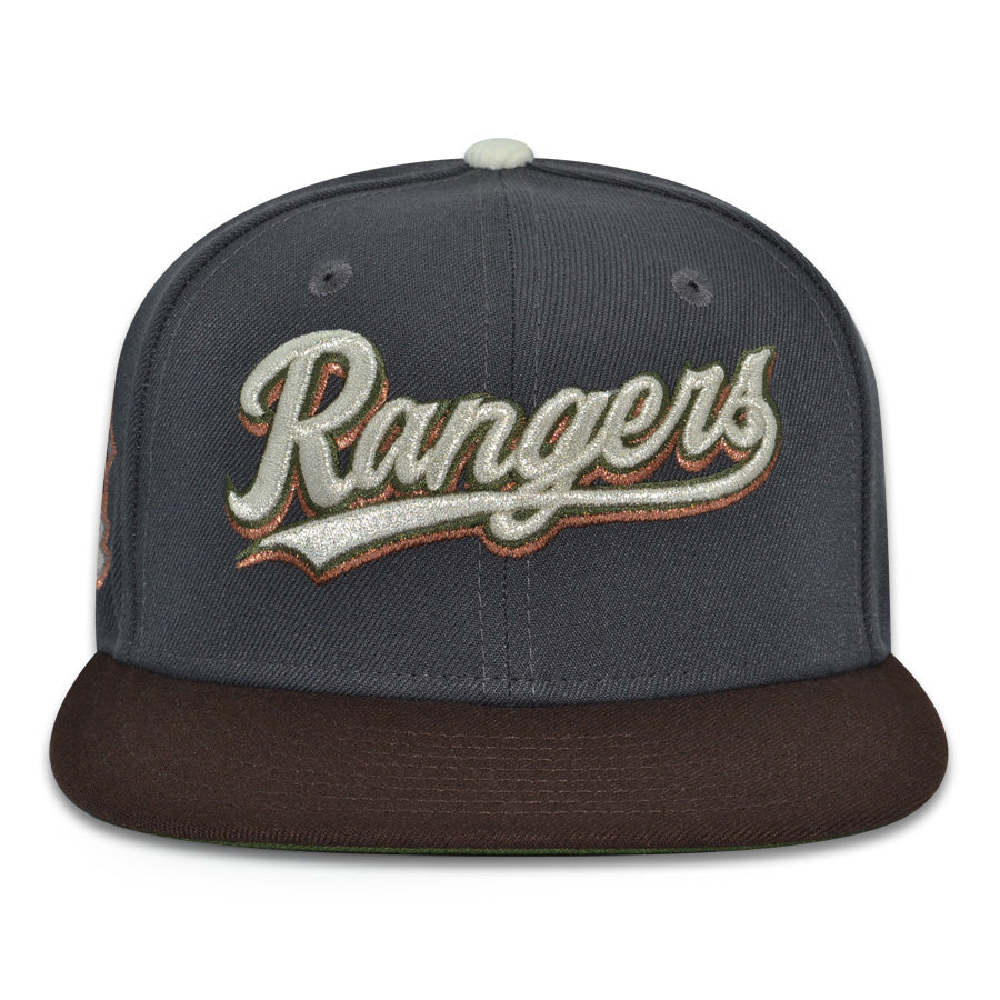 Texas Rangers "BETTER THAN YESTERDAY"  Exclusive New Era 59Fifty Fitted Hat - Dark Graphite/Burntwood