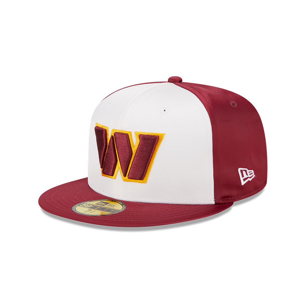 Washington Commanders SATIN Exclusive NFL New Era 59Fifty Fitted Hat - White/Burgundy