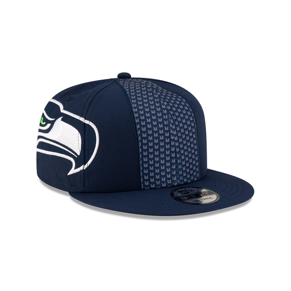 Seattle Seahawks New Era HELMET 9Fifty Snapback Hat - Navy/Lime