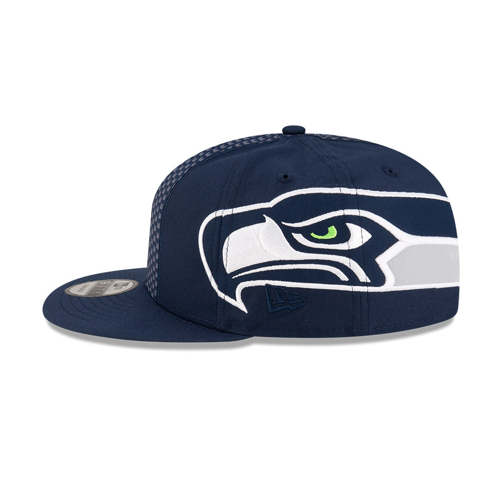 Seattle Seahawks New Era HELMET 9Fifty Snapback Hat - Navy/Lime