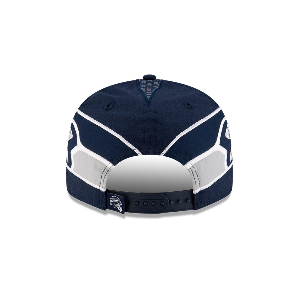 Seattle Seahawks New Era HELMET 9Fifty Snapback Hat - Navy/Lime