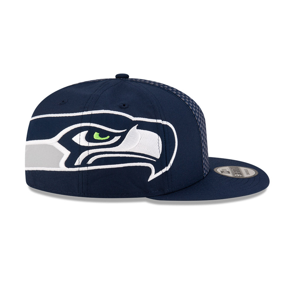 Seattle Seahawks New Era HELMET 9Fifty Snapback Hat - Navy/Lime