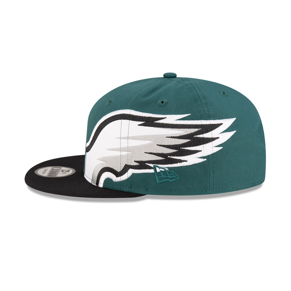 Philadelphia Eagles New Era HELMET 9Fifty Snapback Hat - Green/Black