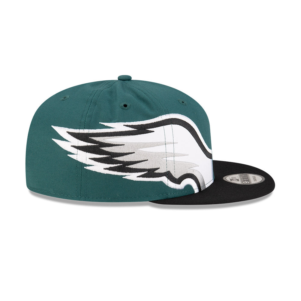 Philadelphia Eagles New Era HELMET 9Fifty Snapback Hat - Green/Black