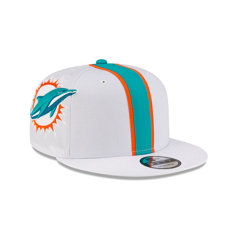 Miami Dolphins New Era HELMET 9Fifty Snapback Hat - Chrome/Aqua