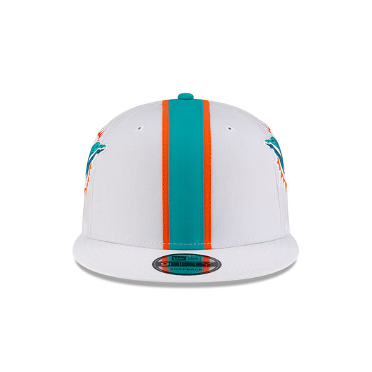 Miami Dolphins New Era HELMET 9Fifty Snapback Hat - Chrome/Aqua