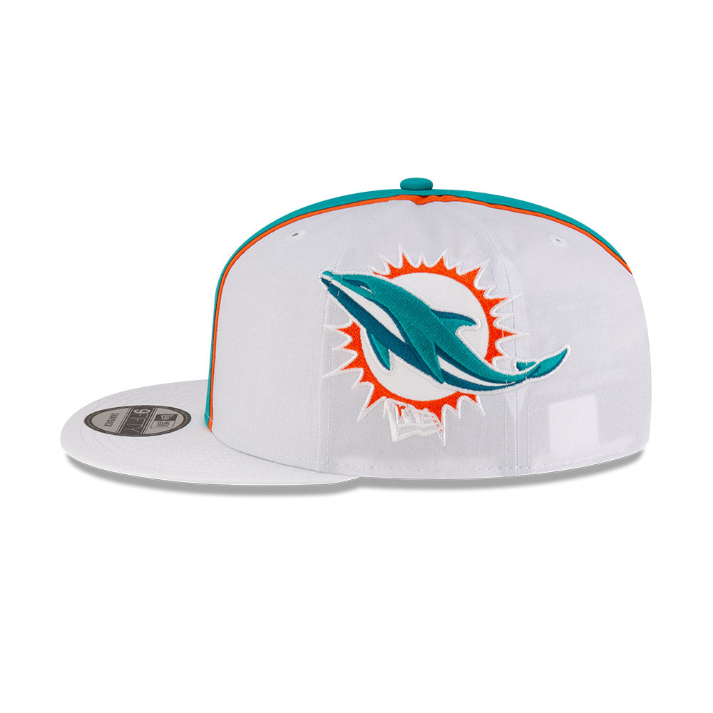 Miami Dolphins New Era HELMET 9Fifty Snapback Hat - Chrome/Aqua