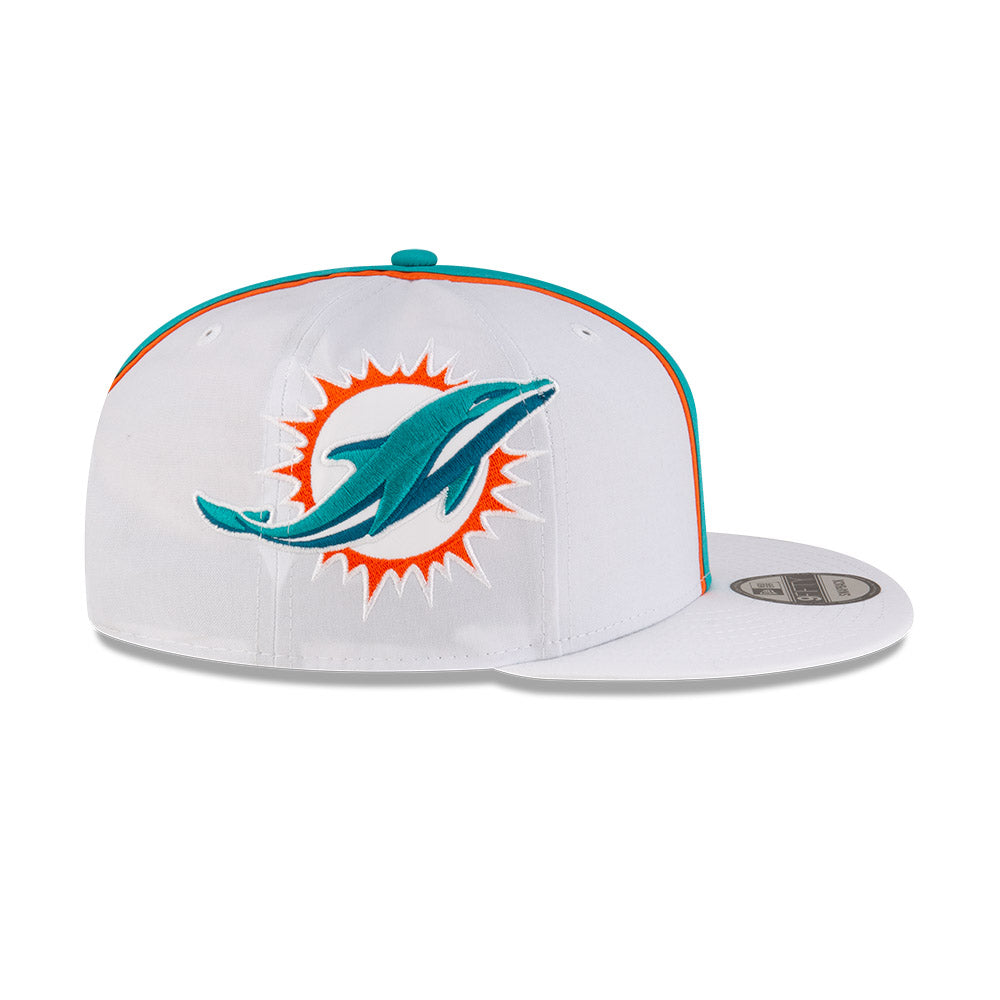 Miami Dolphins New Era HELMET 9Fifty Snapback Hat - Chrome/Aqua