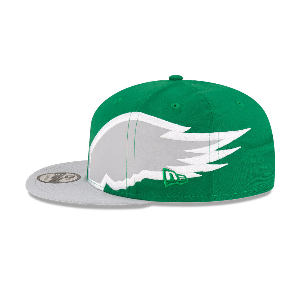 Philadelphia Eagles New Era THROWBACK HELMET 9Fifty Snapback Hat - Green/Gray