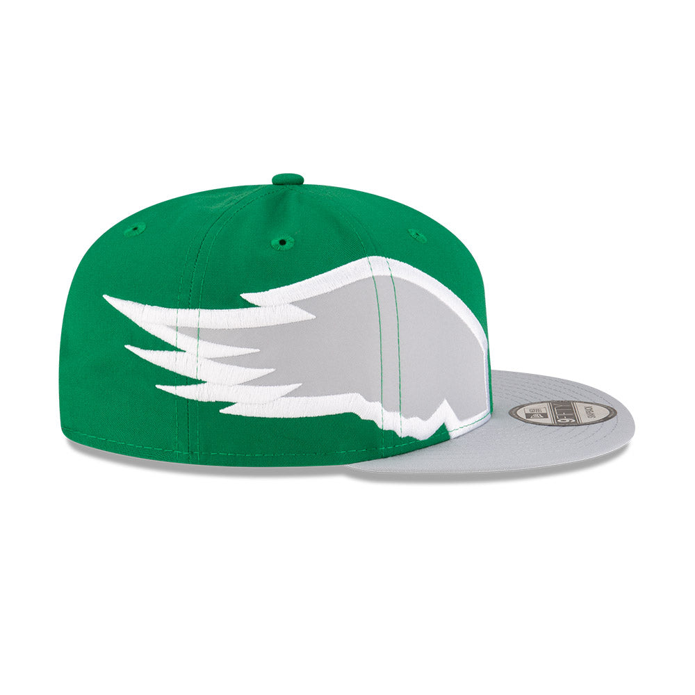 Philadelphia Eagles New Era THROWBACK HELMET 9Fifty Snapback Hat - Green/Gray