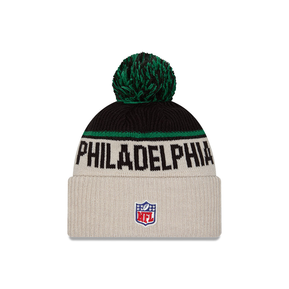 Philadelphia Eagles HISTORIC THROWBACK New Era Cuffed Pom Knit Hat - Black/Kelly Green