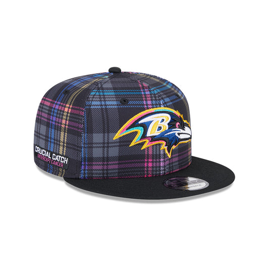 Baltimore Ravens New Era 2024 NFL Crucial Catch Plaid 9Fifty Snapback Hat - Black/Pink