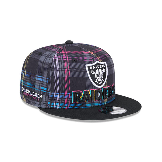 Las Vegas Raiders New Era 2024 NFL Crucial Catch Plaid 9Fifty Snapback Hat - Black/Pink