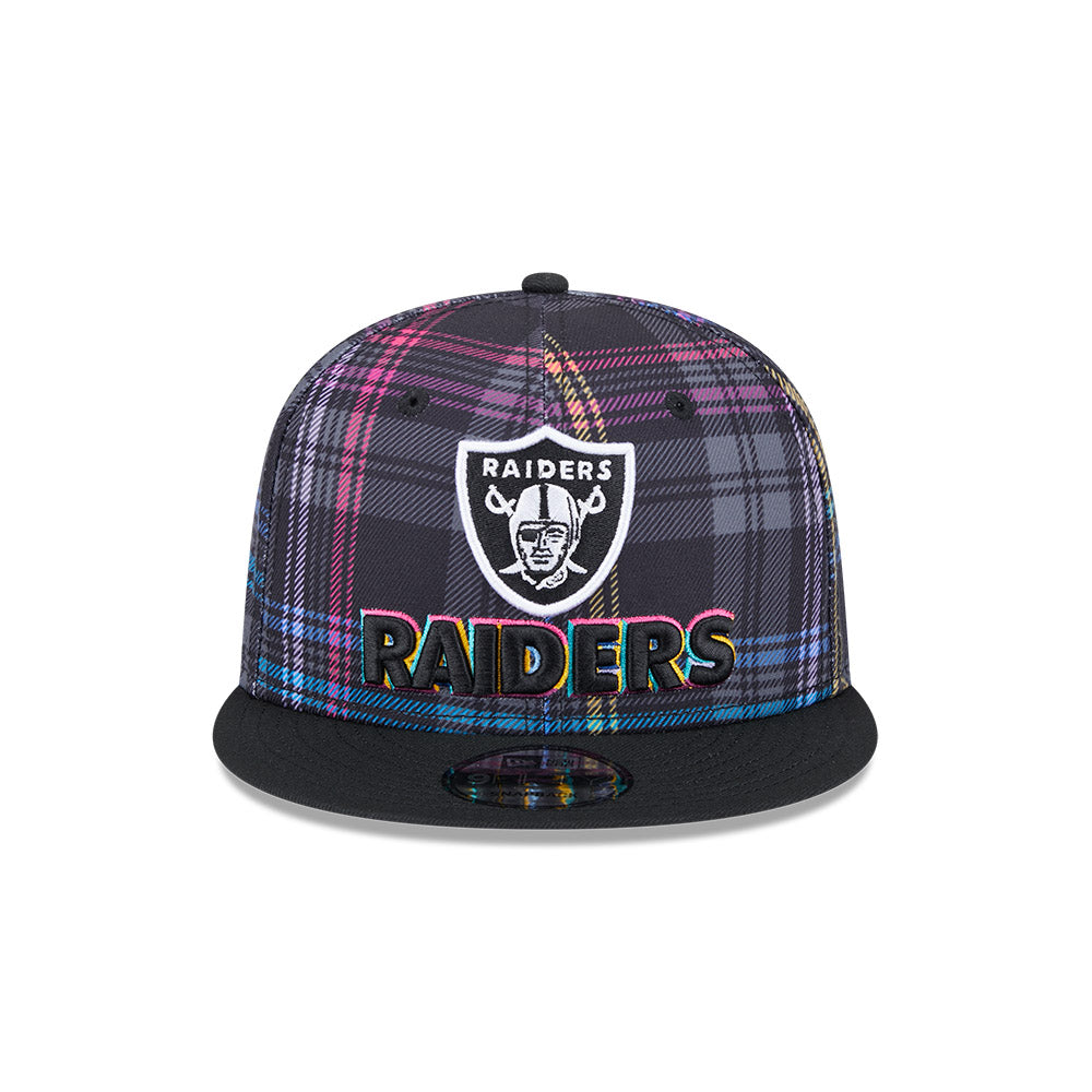 Las Vegas Raiders New Era 2024 NFL Crucial Catch Plaid 9Fifty Snapback Hat - Black/Pink