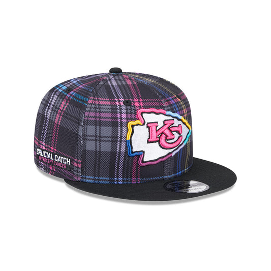 Kansas City Chiefs New Era 2024 NFL Crucial Catch Plaid 9Fifty Snapback Hat - Black/Pink