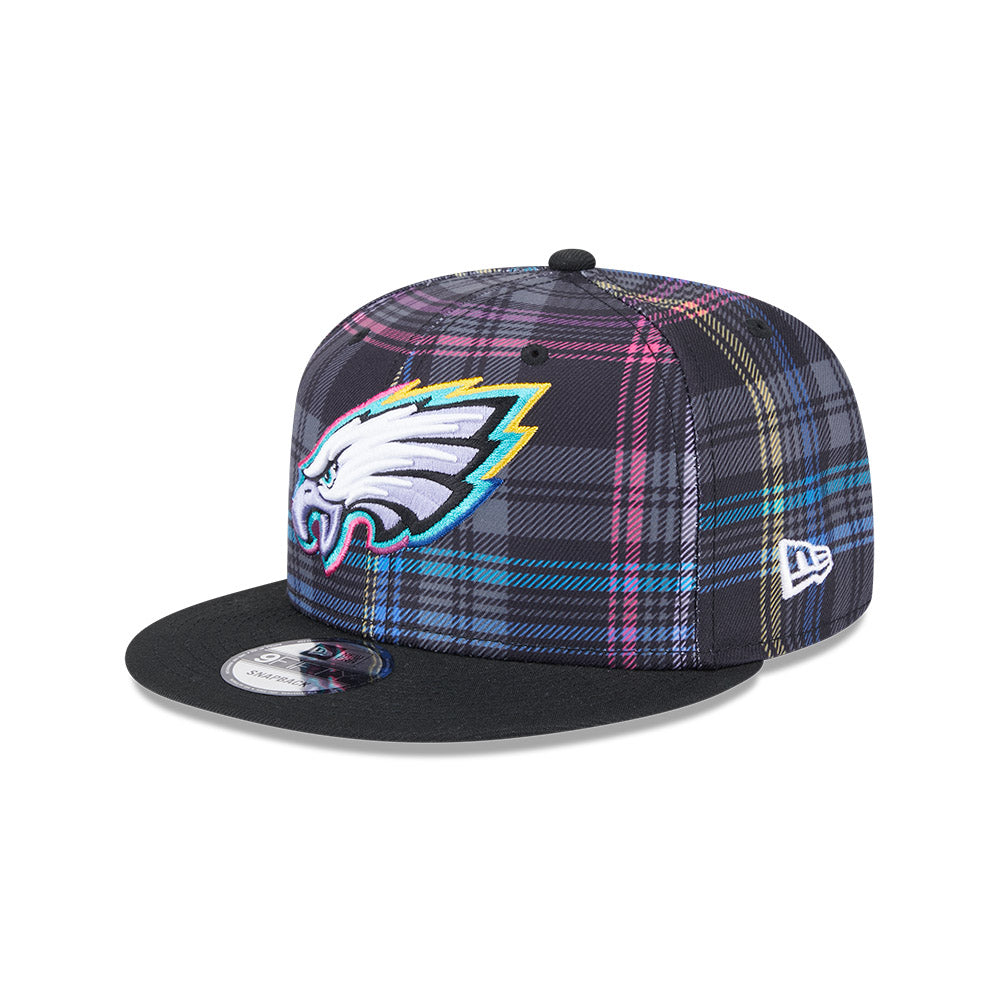 Philadelphia Eagles New Era 2024 NFL Crucial Catch Plaid 9Fifty Snapback Hat - Black/Pink