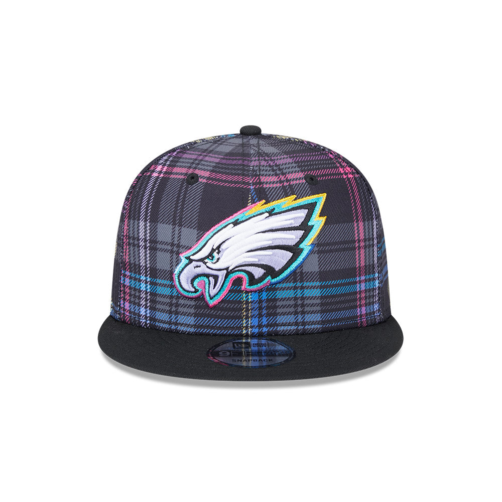 Philadelphia Eagles New Era 2024 NFL Crucial Catch Plaid 9Fifty Snapback Hat - Black/Pink