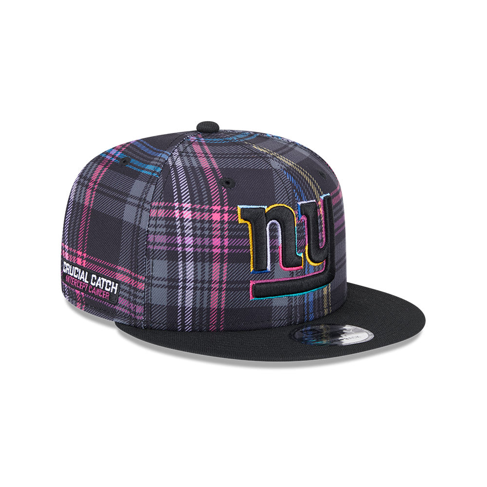 New York Giants New Era 2024 NFL Crucial Catch Plaid 9Fifty Snapback Hat - Black/Pink