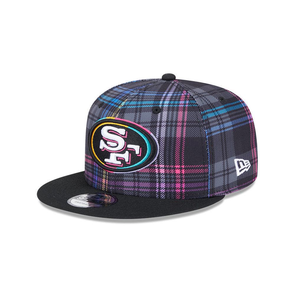 San Francisco 49ers New Era 2024 NFL Crucial Catch Plaid 9Fifty Snapback Hat - Black/Pink