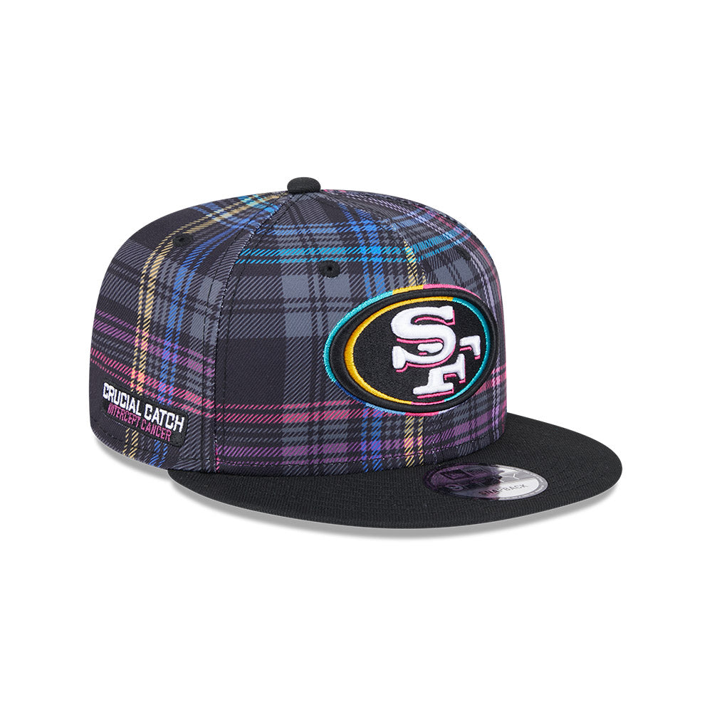 San Francisco 49ers New Era 2024 NFL Crucial Catch Plaid 9Fifty Snapback Hat - Black/Pink