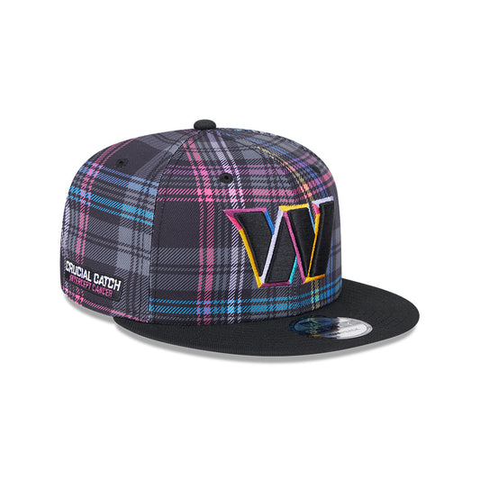 Washington Commanders New Era 2024 NFL Crucial Catch Plaid 9Fifty Snapback Hat - Black/Pink