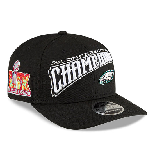 Philadelphia Eagles New Era 2024 NFC Champions Locker Room Trophy Collection 9SEVENTY Stretch-Snap Hat - Black