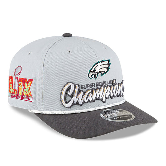 Philadelphia Eagles New Era Super Bowl LIX Champions Locker Room Trophy Collection 9SEVENTY Rope Adjustable Hat - Gray/Charcoal