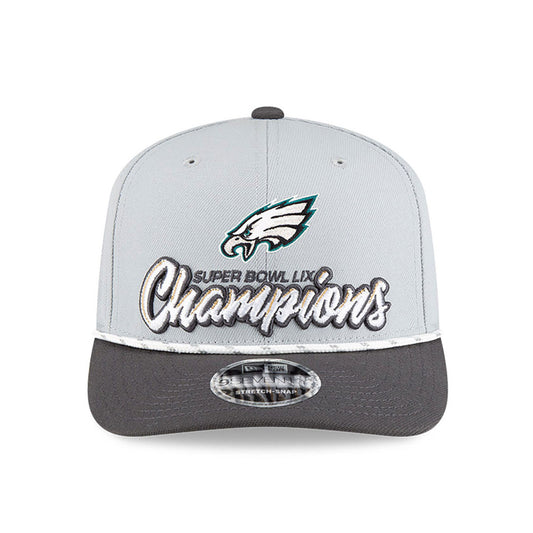 Philadelphia Eagles New Era Super Bowl LIX Champions Locker Room Trophy Collection 9SEVENTY Rope Adjustable Hat - Gray/Charcoal