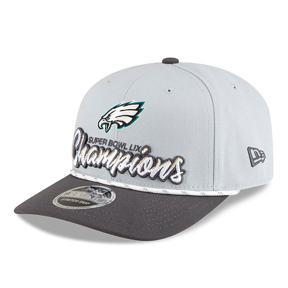 Philadelphia Eagles New Era Super Bowl LIX Champions Locker Room Trophy Collection 9SEVENTY Rope Adjustable Hat - Gray/Charcoal