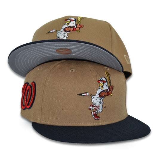 Washington Nationals "SWINGIN SCREECH" Exclusive New Era 59Fifty Fitted Hat - Khaki/Navy