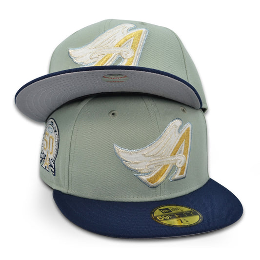 Anaheim Angels "LOW'S ANGELS" 50th Anniversary Exclusive New Era 59Fifty Fitted Hat - Kool Green/Navy