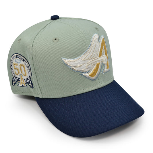 Anaheim Angels "LOW'S ANGELS" 50th Anniversary Exclusive New Era 59Fifty Fitted Hat - Kool Green/Navy