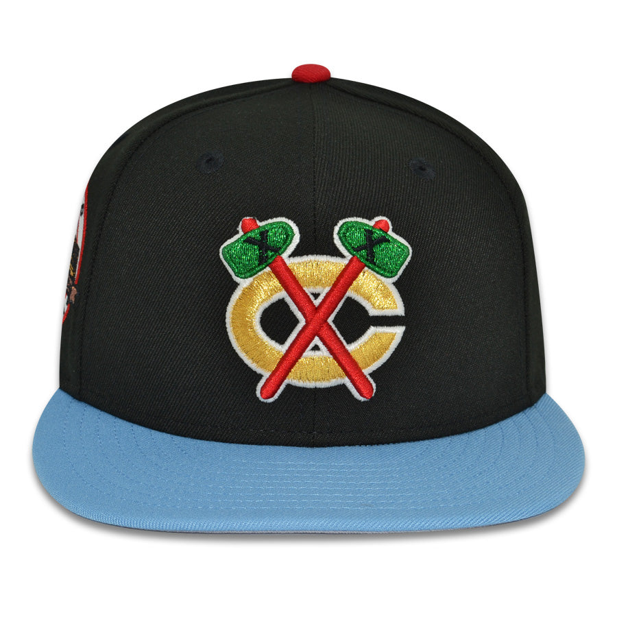 Chicago Blackhawks "MADHOUSE ON MADISON" Exclusive New Era 59Fifty Fitted Hat - Black/Sky