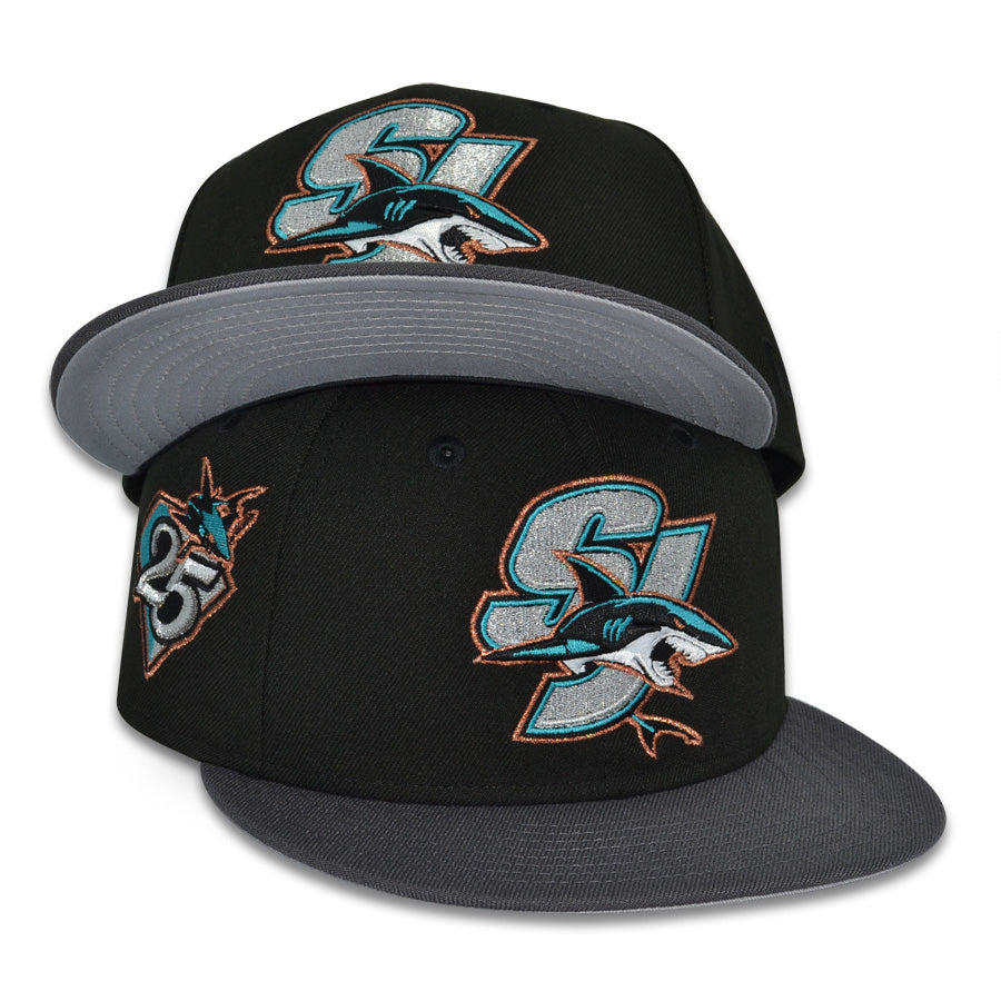 San Jose Sharks "OPEN WATER" Exclusive New Era 59Fifty Fitted Hat - Black/Dark Graphite