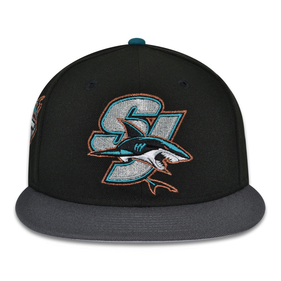 San Jose Sharks "OPEN WATER" Exclusive New Era 59Fifty Fitted Hat - Black/Dark Graphite