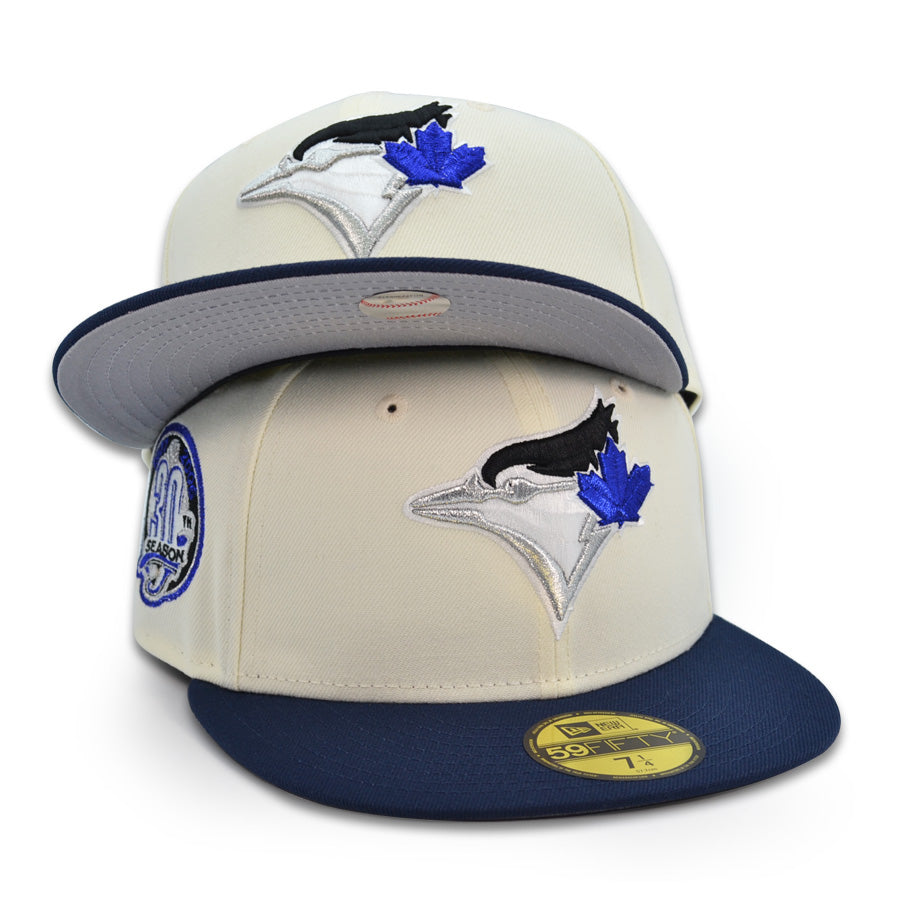 Toronto Blue Jays "MIDNIGHT JAYS" Exclusive New Era 59Fifty Fitted Hat - Chrome/Ocean Side