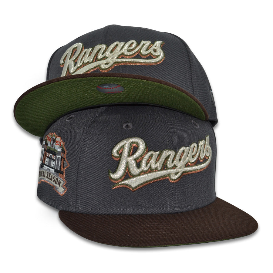 Texas Rangers "BETTER THAN YESTERDAY"  Exclusive New Era 59Fifty Fitted Hat - Dark Graphite/Burntwood