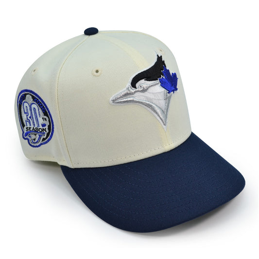 Toronto Blue Jays "MIDNIGHT JAYS" Exclusive New Era 59Fifty Fitted Hat - Chrome/Ocean Side