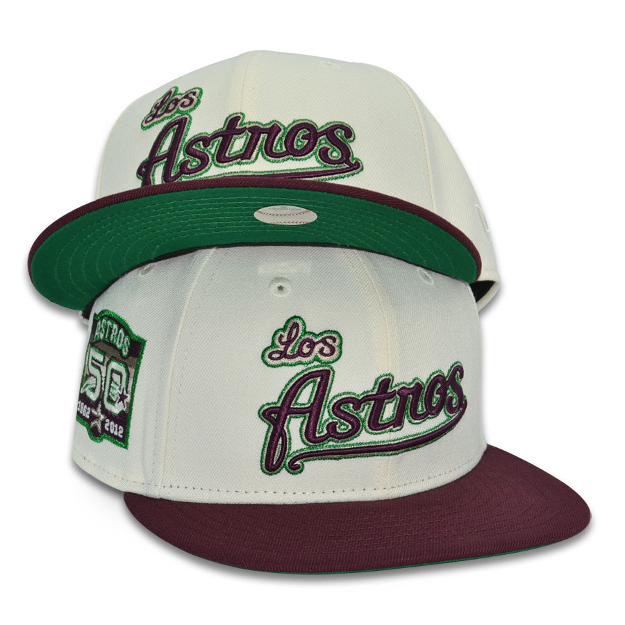 Houston Los Astros "MISTLETOE" Exclusive New Era 59Fifty Fitted Hat - Chrome/Maroon